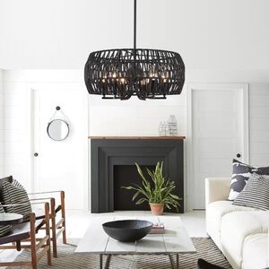 Black Rattan Chandelier (NEW)